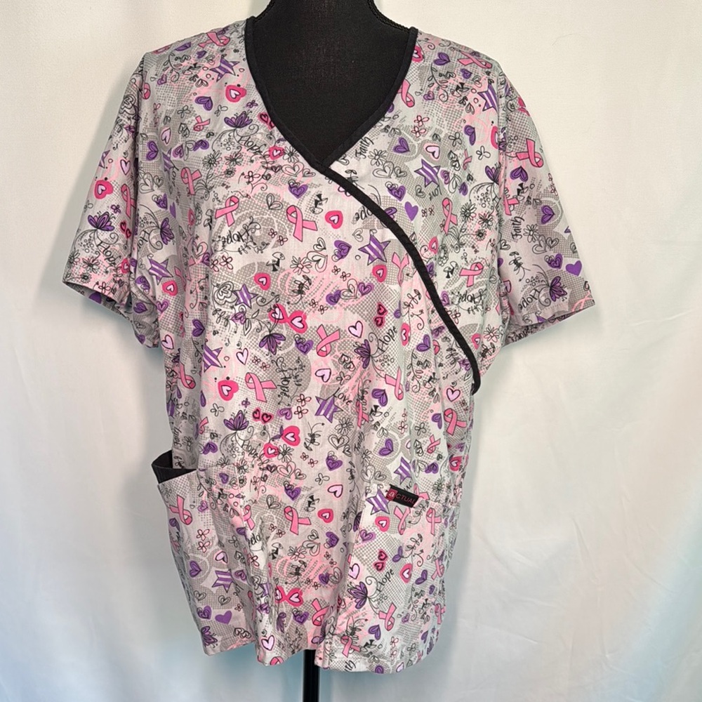 💜3/$15 Actual Breast Cancer Awareness Scrub Top